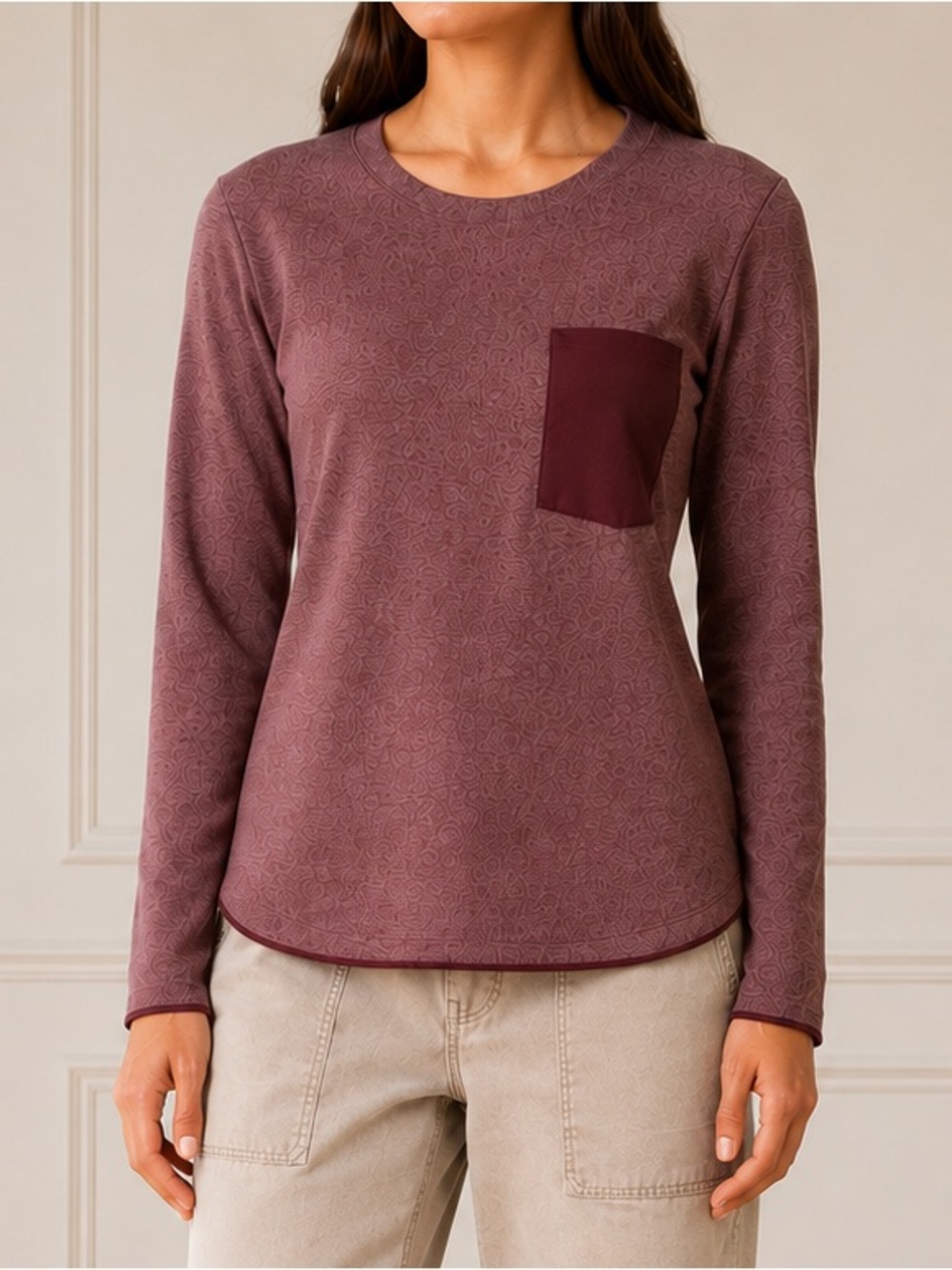 Arc'teryx Women's Covert Crew Neck Sweater in Dusty Plum with Dark Pocket